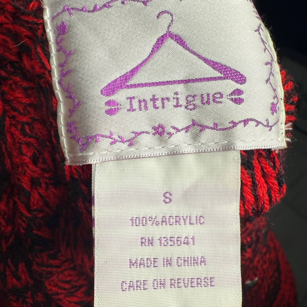 Intrigue studded knit sweater red black marled V neck size S Y2K grunge - Picture 6 of 6